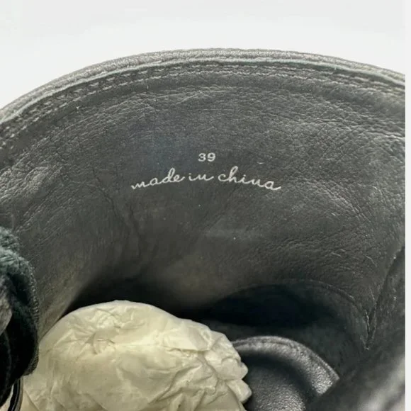 Joie Cordelia Black Leather Lace Up Peep Toe Ankle Boots Heels Sz 8 M Block Heel - Picture 4 of 10